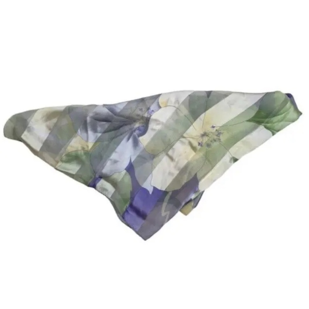 VINTAGE Hiroko Kapp Silk Scarf Spring Floral Delicate Japan Made